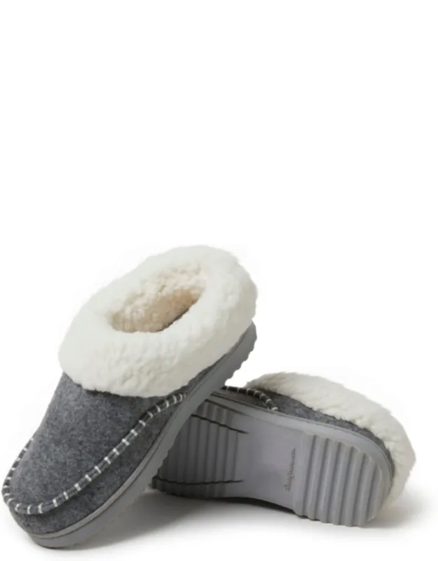 Nyla Felted Plaid Moccasin Toe Clog Slippers