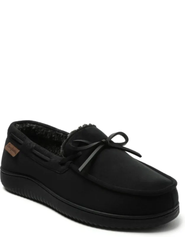 Dearfoams Pierce Microsuede Moccasin House Shoe Slipper With Temperature Regulating Design And Memory Foam Insoles