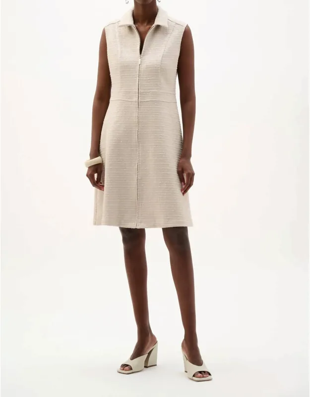 Boucle A-line Dress With Zipper