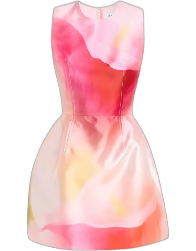 Corset Waist Satin Mini Fit-and-flare Dress
