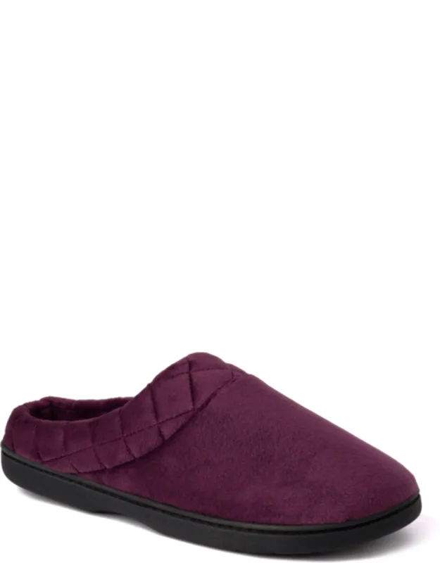 Darcy Quilted Cuff Velour Clog Slipper