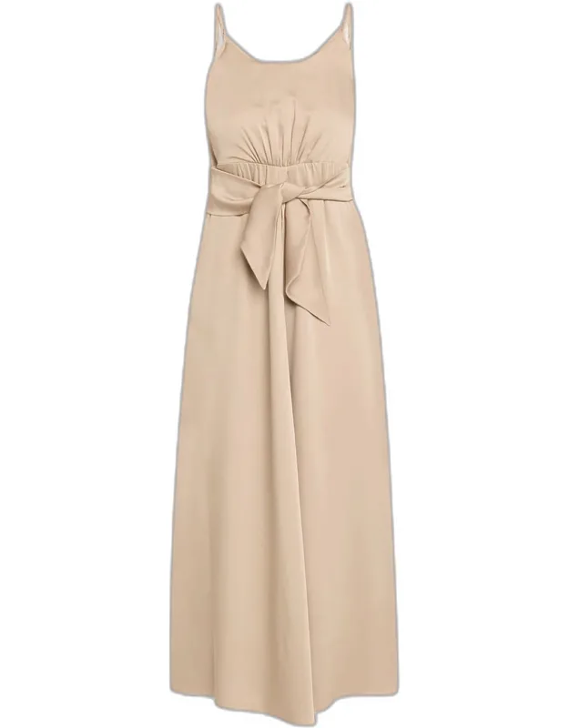 Multi-slit Twill Crepe Midi Dress