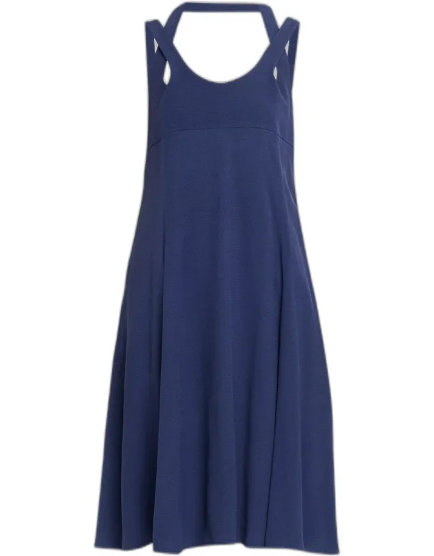 Scoop-neck Jacquard Empire Midi Dress
