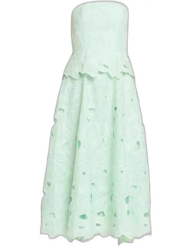 Cutout Floral-embroidered Midi Dress