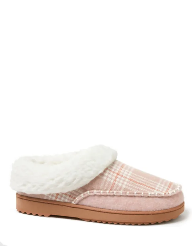 Nyla Felted Plaid Moccasin Toe Clog Slippers
