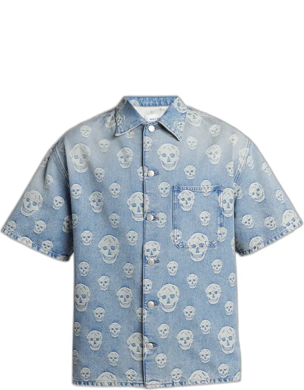 Denim Allover Skull Short-sleeve Shirt