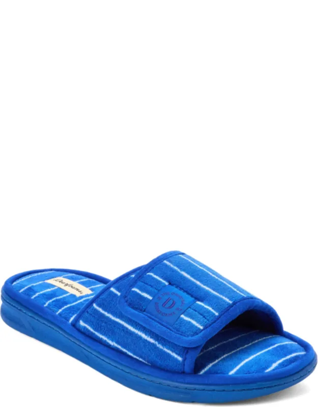 Dearfoams Collin Adjustable Slide Slipper With Memory Foam Insole And Durable Rubber Outsole