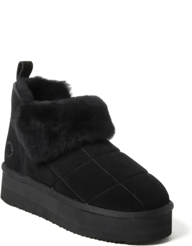 Fireside Quilted Platform Bootie With Genuine Shearling And Suede
