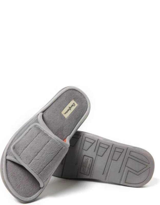 Dearfoams Collin Terry Adjustable Shower Slide Slipper With Secure Custom Fit And Strong Adjustable Hook And Loop Strap Closure