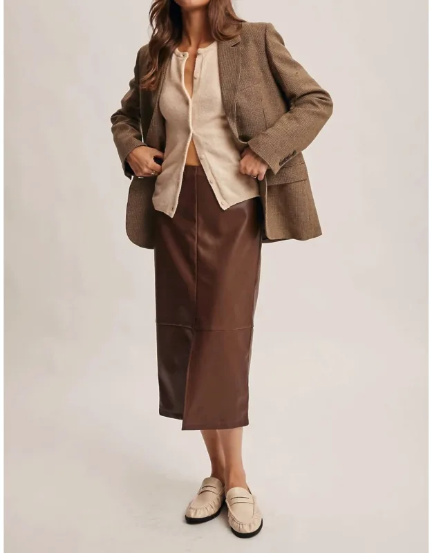 Vegan Leather Midi Skirt