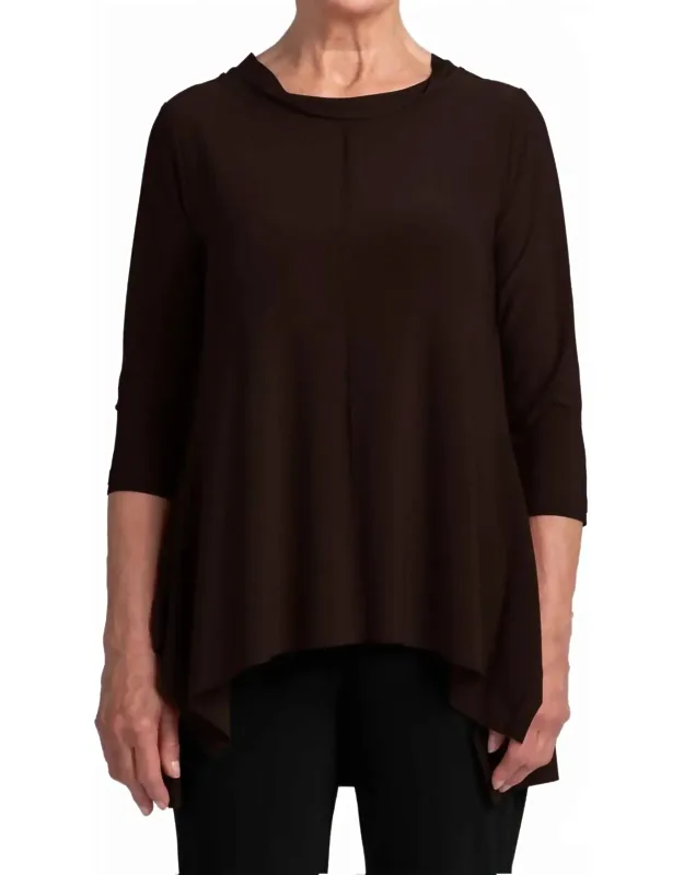 Flounce Top With Wide Funnel Collar
