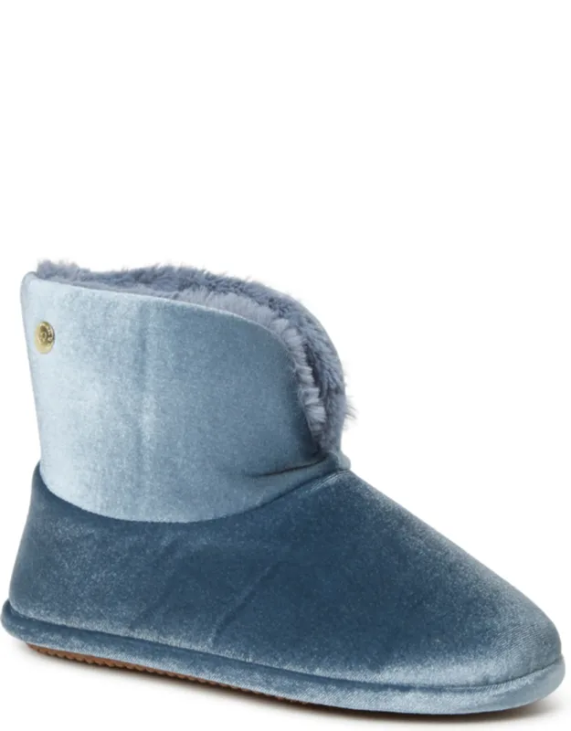 Sara Shiny Velour Bootie Slippers