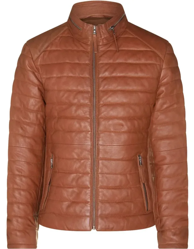 Quilted Leather Puffer Jacket