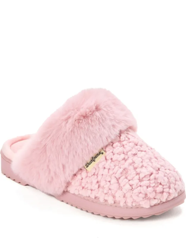 Courtney Knit Scuff - Luxe Patterned Knit Upper, Oversized Plush Cuff