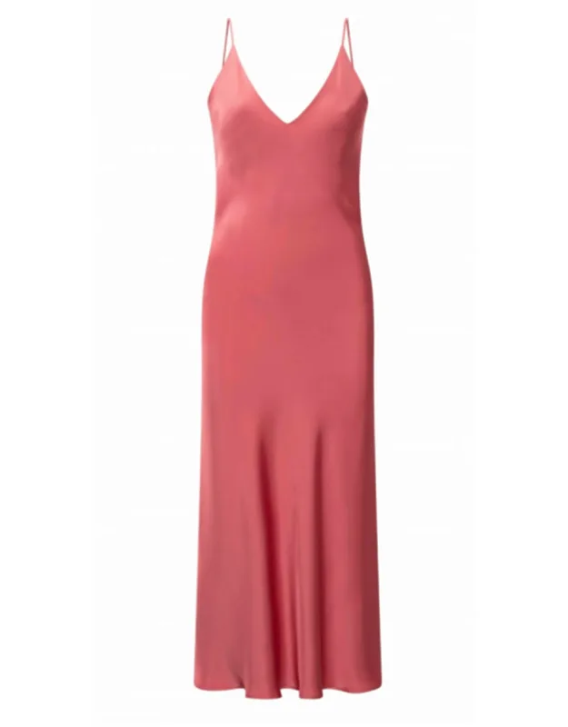 Camisole Dress In Satin With Statement Necklace And Sandals