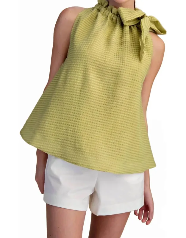 Ruffle Neck Tie Sleeveless Top