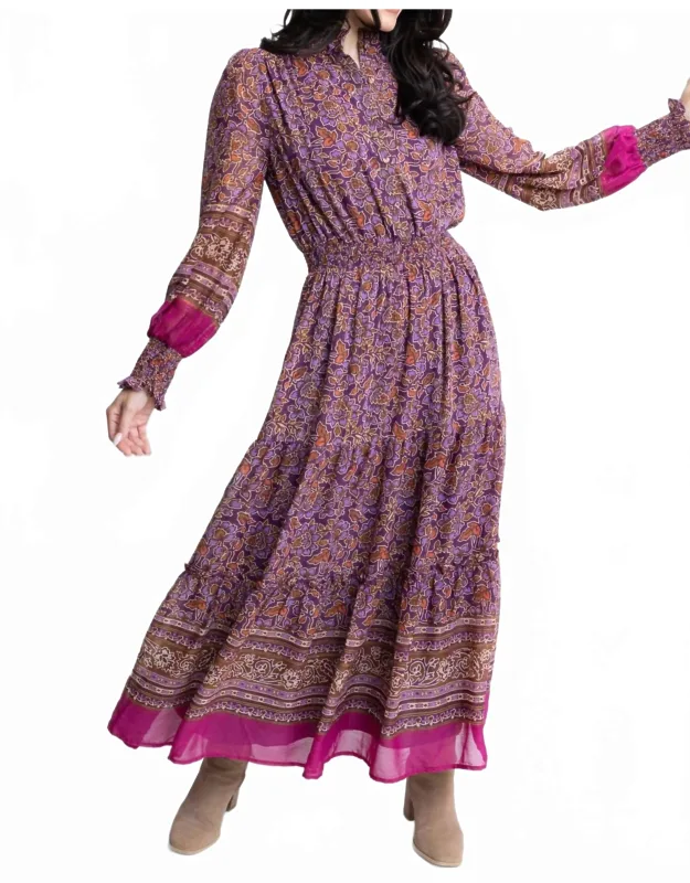 Floral Chiffon Metallic Maxi Dress