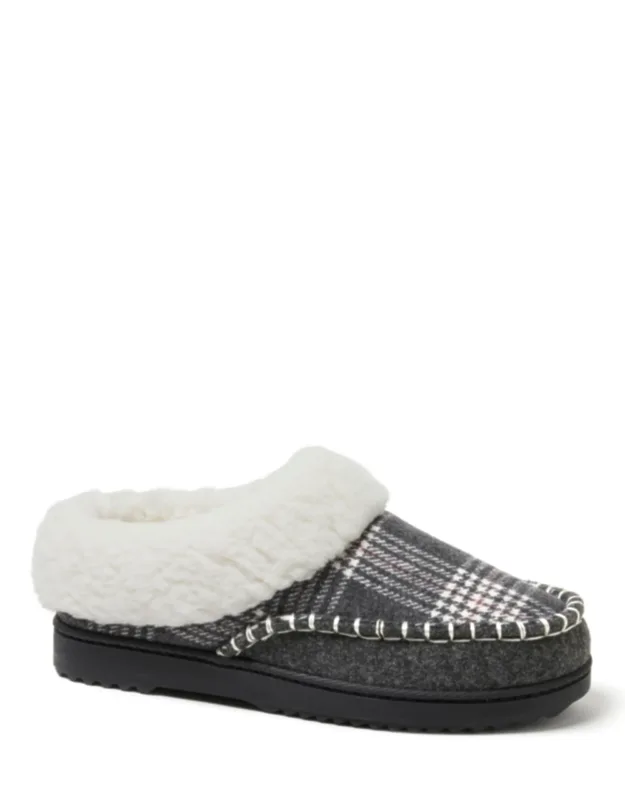 Nyla Felted Plaid Moccasin Toe Clog Slippers