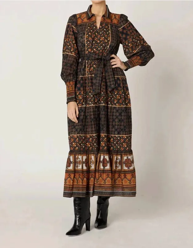 Ankle Dress In Zocalo Print