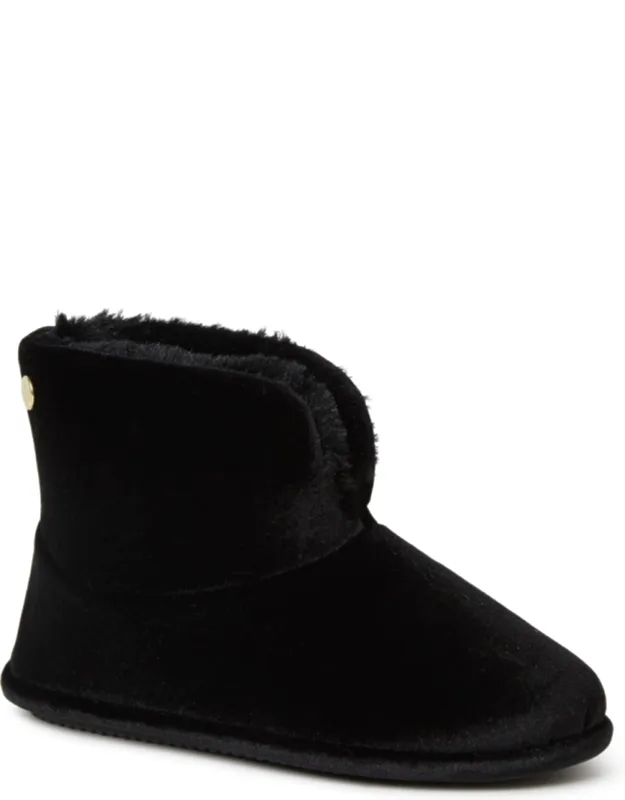 Sara Shiny Velour Bootie Slippers