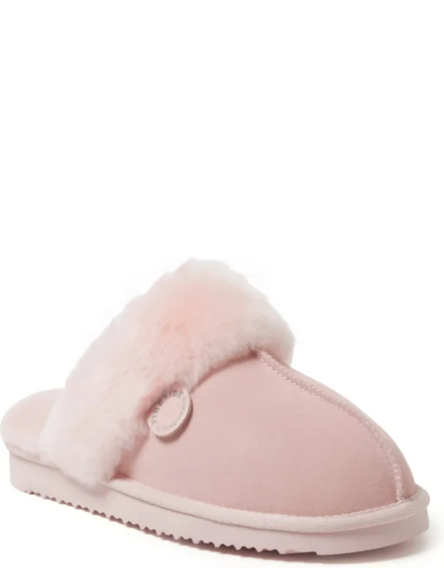 Fireside Genuine Shearling Scuff Slipper - Moisture-wicking, Temperature-regulating