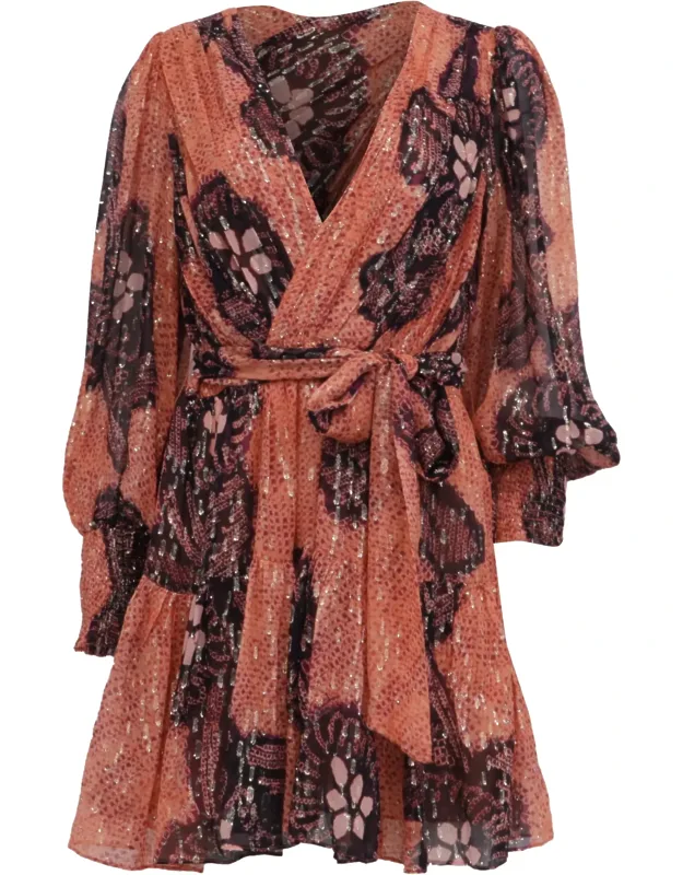 Noemi Printed Wrap Mini Dress
