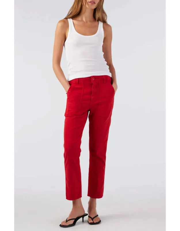 Easy Army Trouser Pant With Utilitarian Pockets And Raw Cut Hem