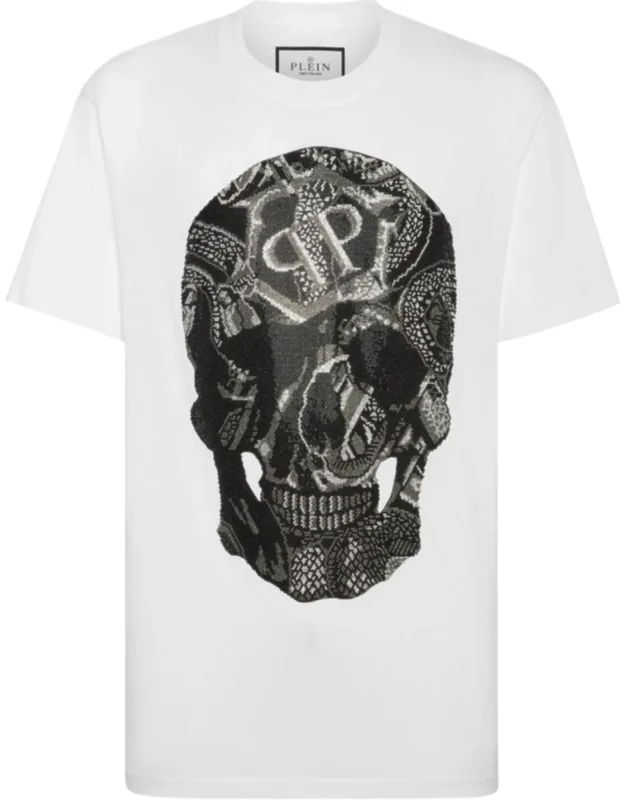 T-shirt With Round Neck And Snake Design