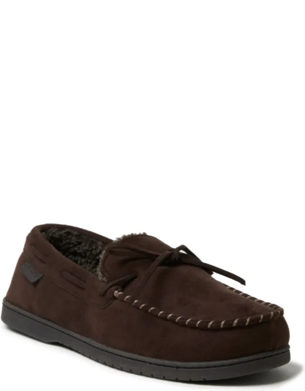 Toby Microsuede Moccasin Slippers With Tie