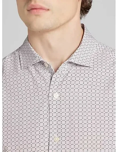 Slim Fit Woven 4-way Stretch Short Sleeve Button Up Shirt