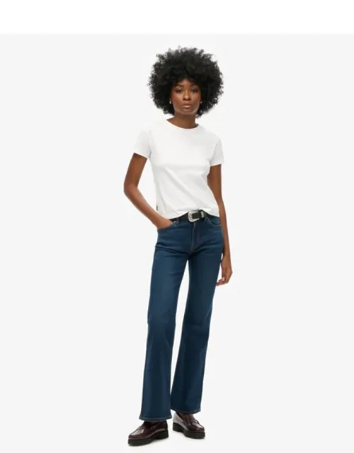 Cotton Mid Rise Slim Flare Jeans