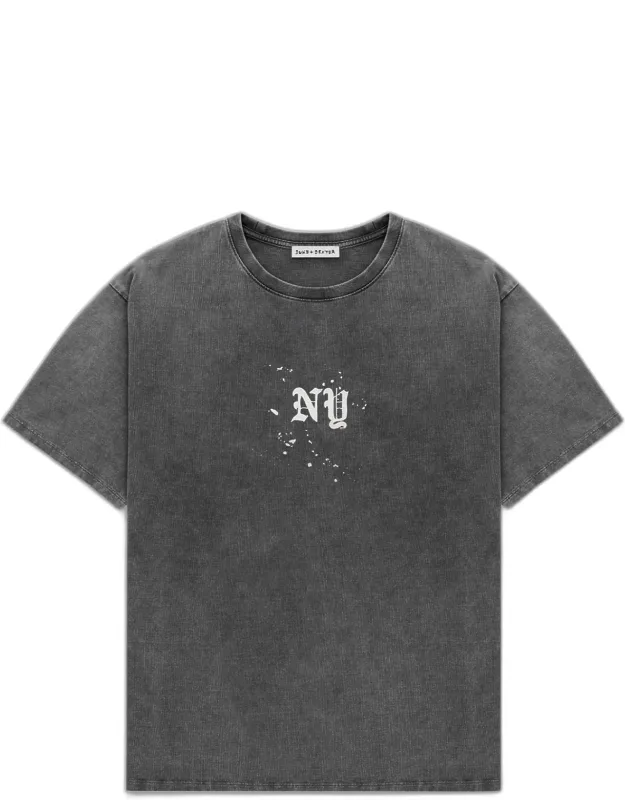 Ny Paint Splatter Washed Grey T-shirt