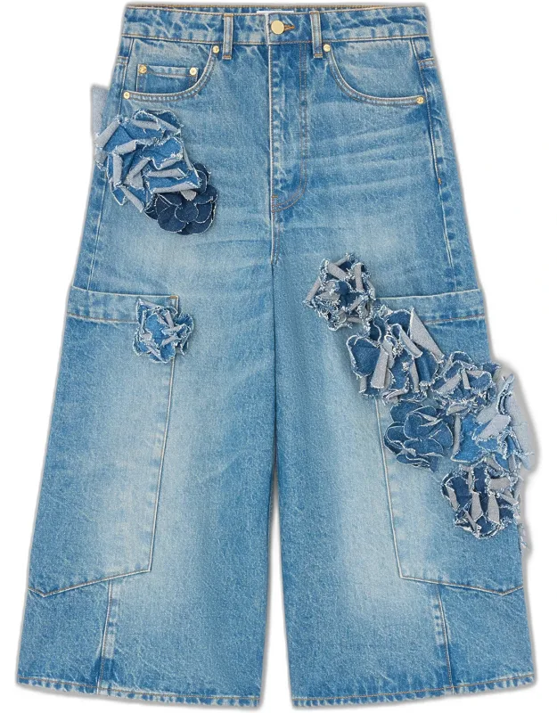 Baggy Cropped Jeans In Rigid Denim