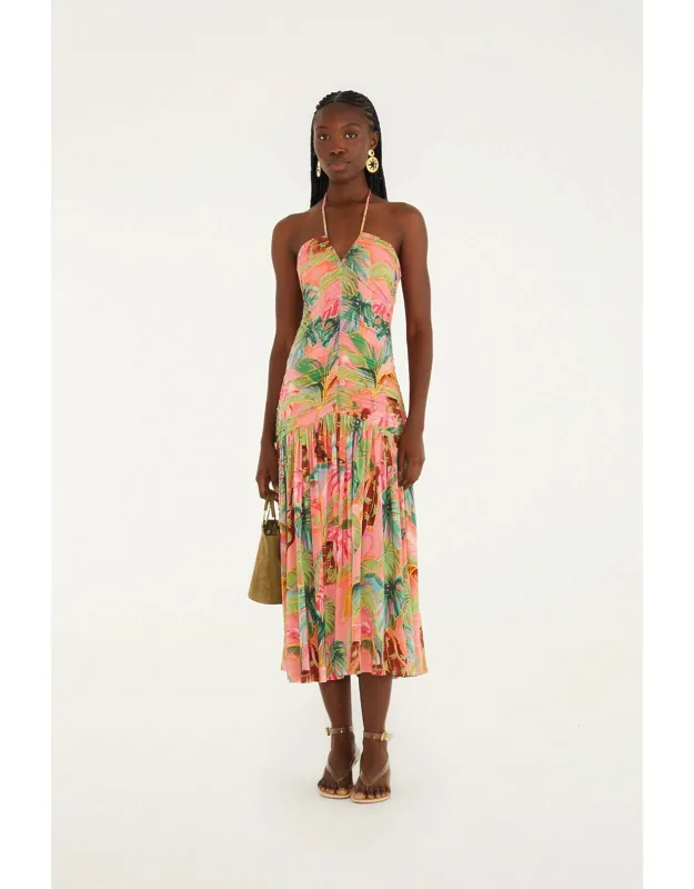 Ruched Sleeveless Midi Dress