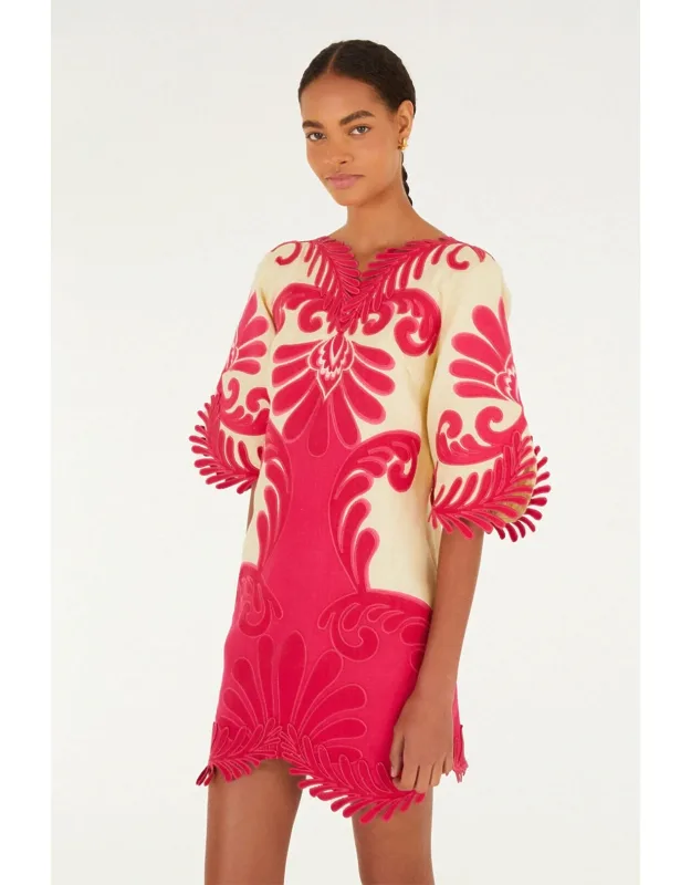 Embroidered Euroflax Premium Linen Mini Dress