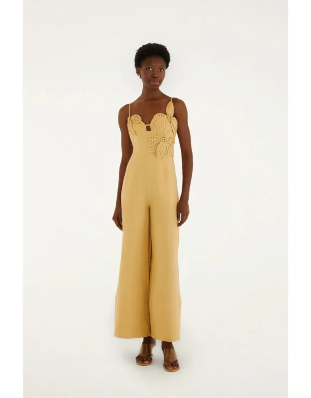 3d Flowers Euroflax Premium Linen Jumpsuit
