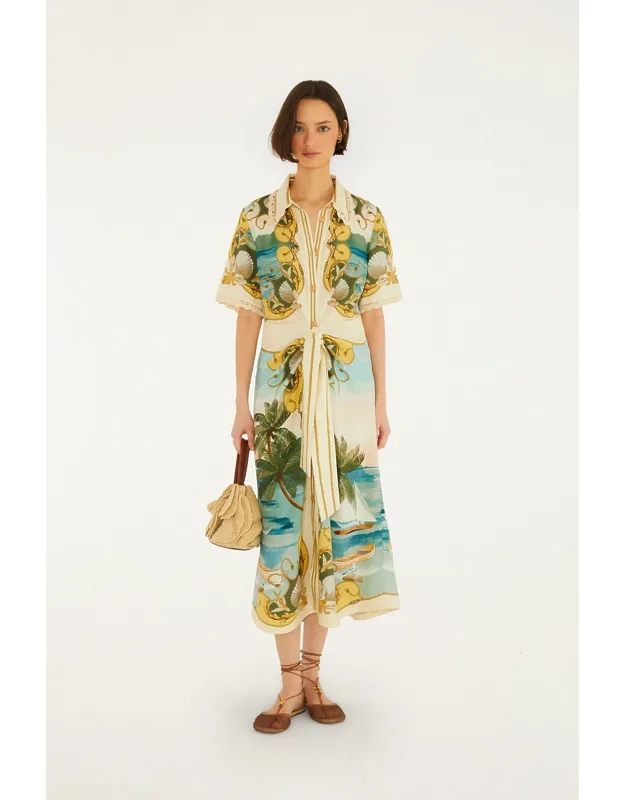 Off-white Collared Midi Dress