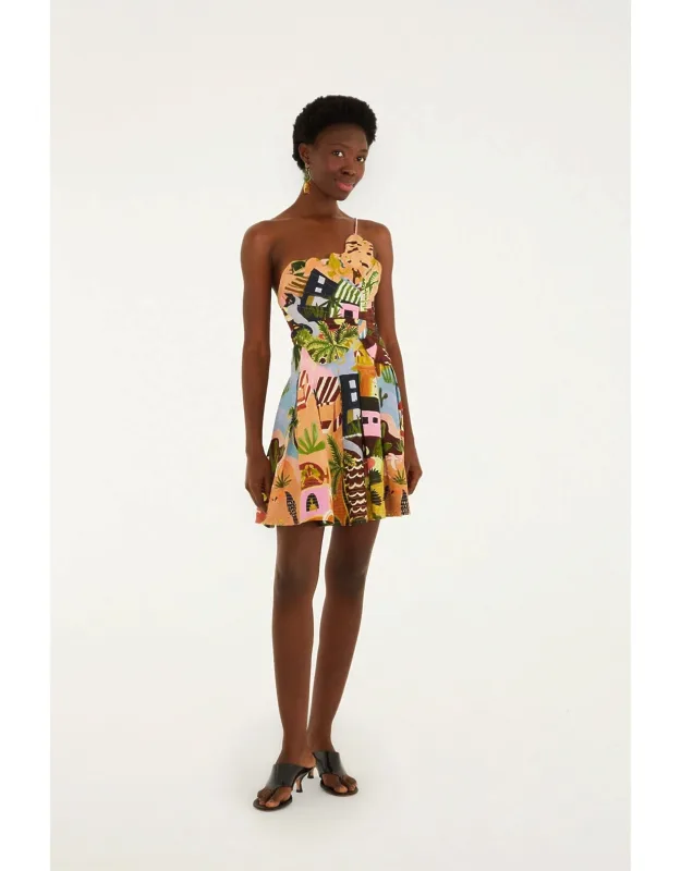 Multicolor Tropical Painting Mini Dress