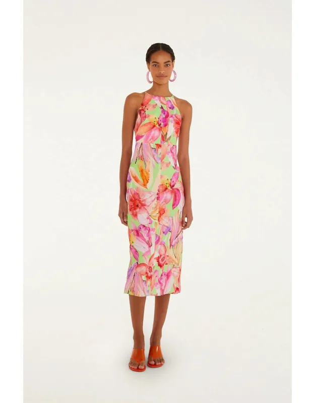 Multicolor Artsy Flora Midi Dress