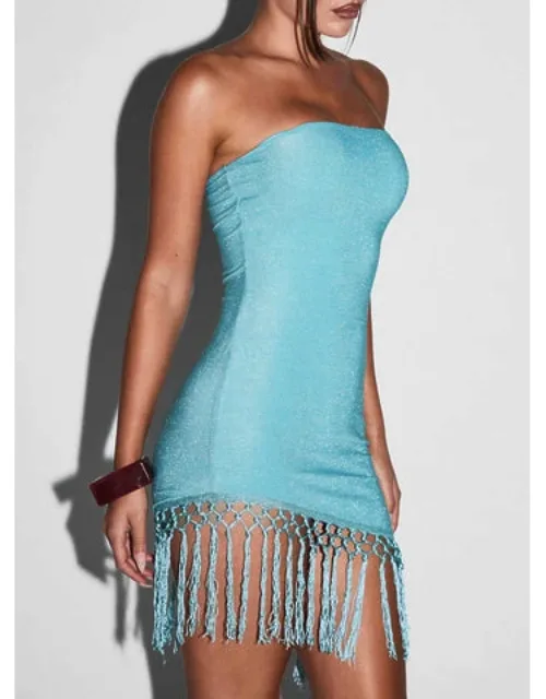 Strapless Tassel Mini Dress