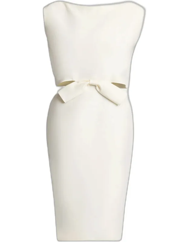 Sleeveless Bow Draped-back Cutout Midi Dress