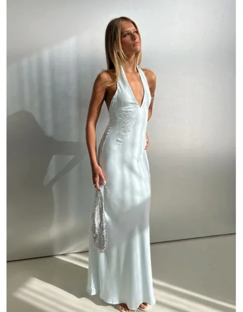 Strawberry Clouds Hotstone Satin Maxi Dress