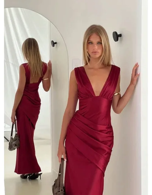 Asymmetrical Pleat Maxi Dress