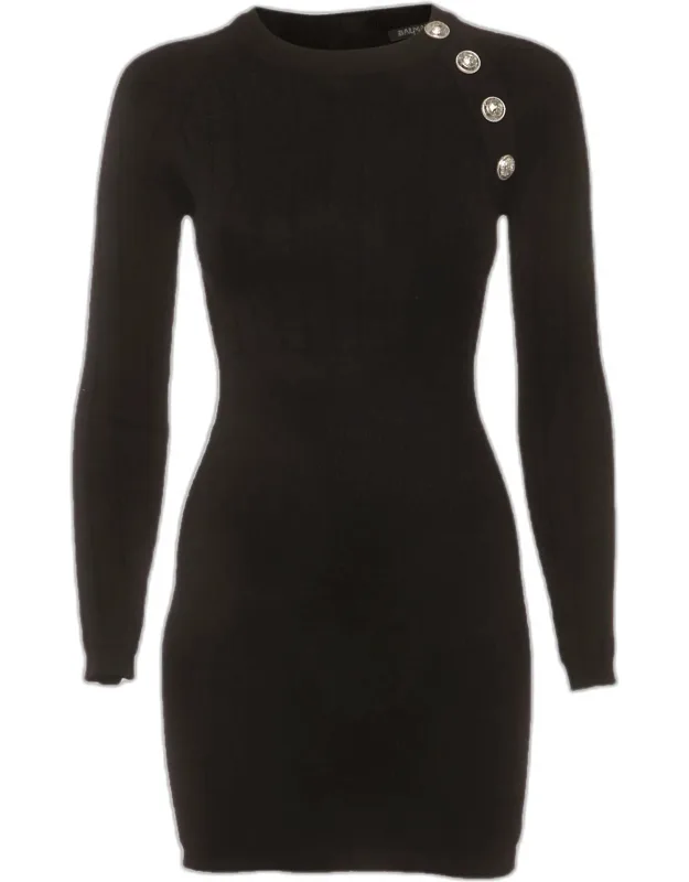 Wool Blend Knit Zip Up Mini Dress