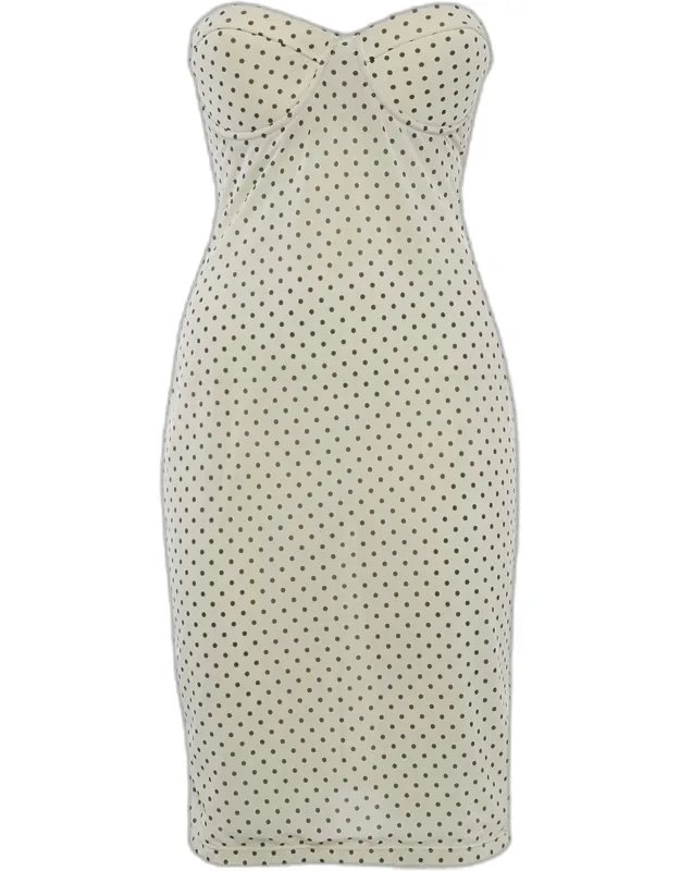 Polka Dot Jersey Strapless Midi Dress