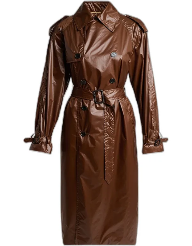 Weather-repellant Double-breasted Trench Coat