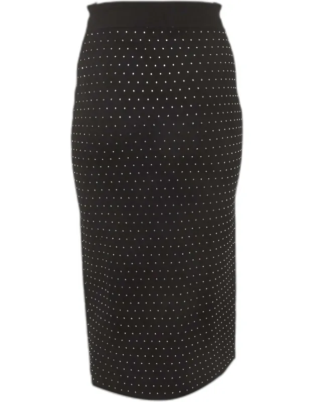 Rhinestone Embellished Synthetic Knit Pencil Skirt