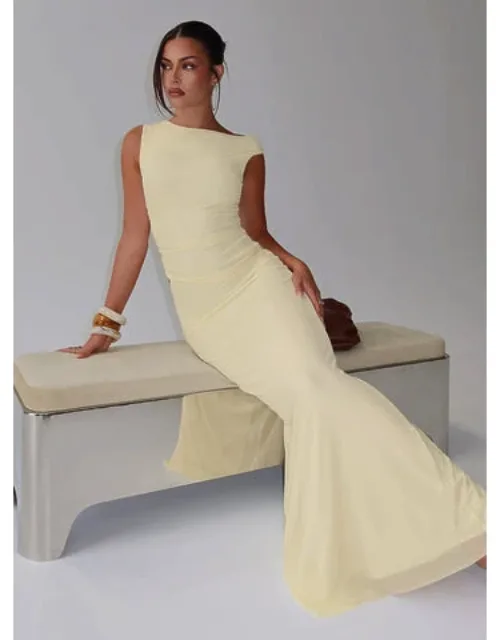 Krystyna Off Shoulder Ruched Mesh Maxi Dress
