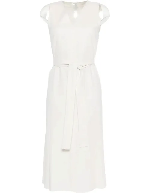 V-neck Belted Midi Dress