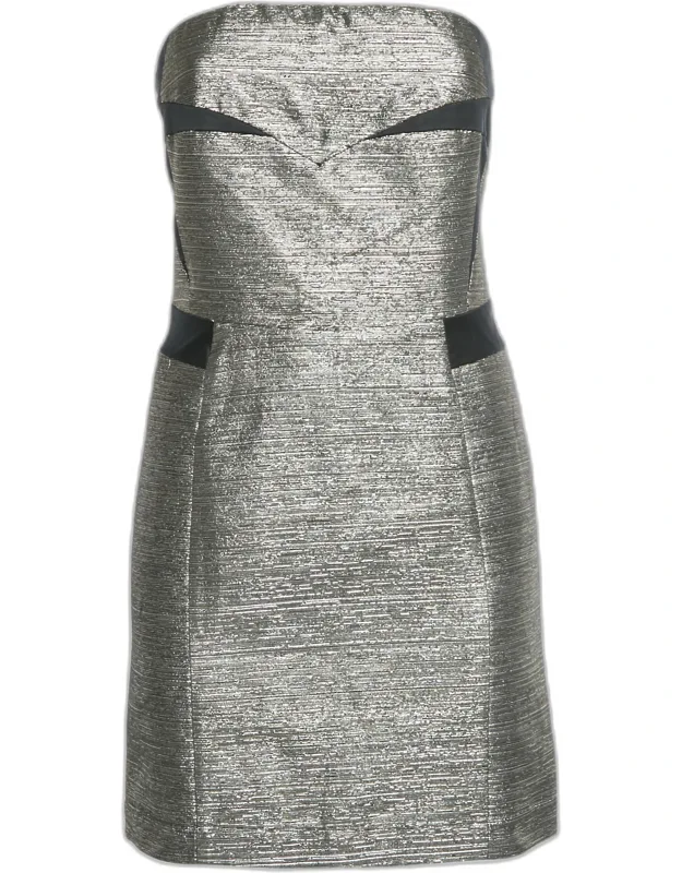 Satin Blend Strapless Mini Dress